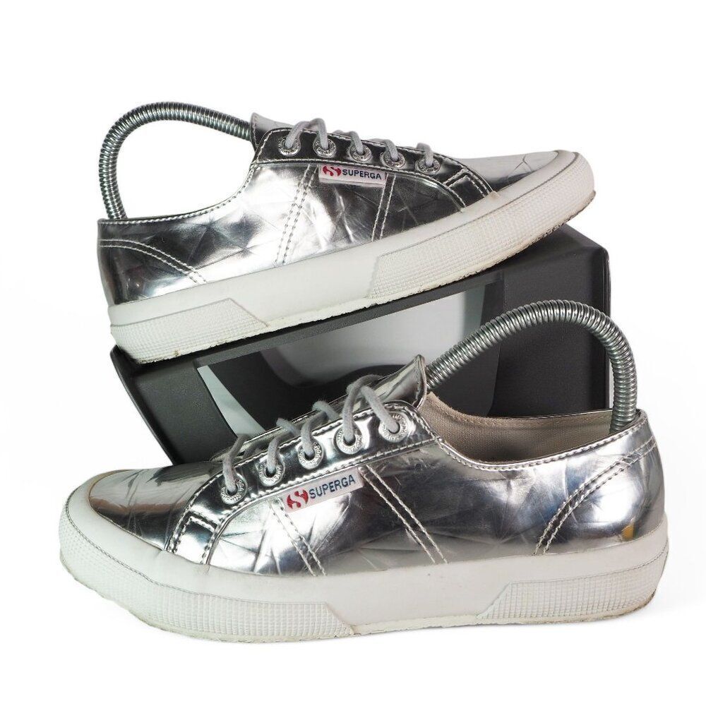 Superga 2750 Cotmetu Low Top Fashion Sneakers‎ Metallic Silver S00EUP0 Women's 7